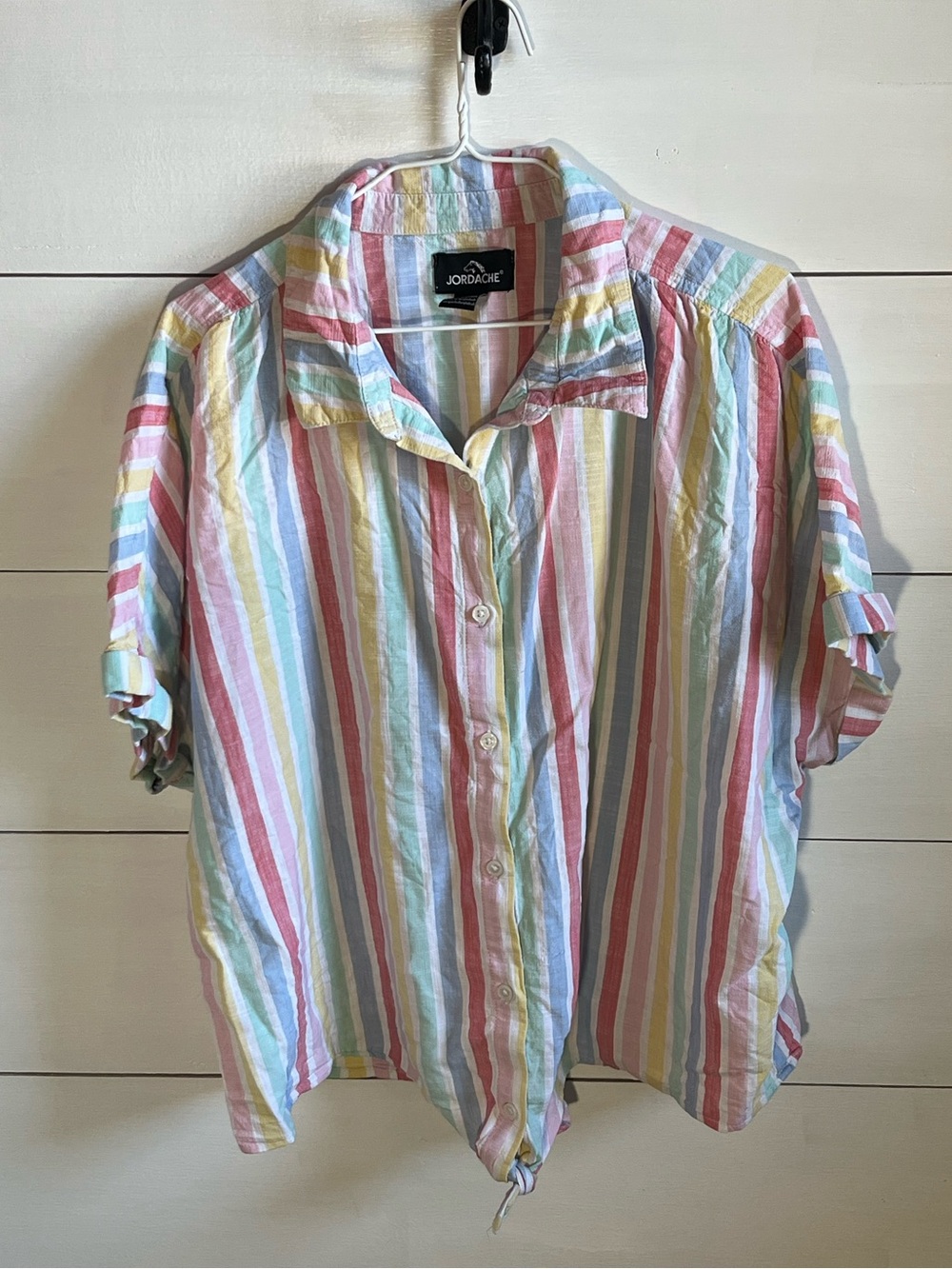 Jordache Pastel Rainbow Striped Shirt